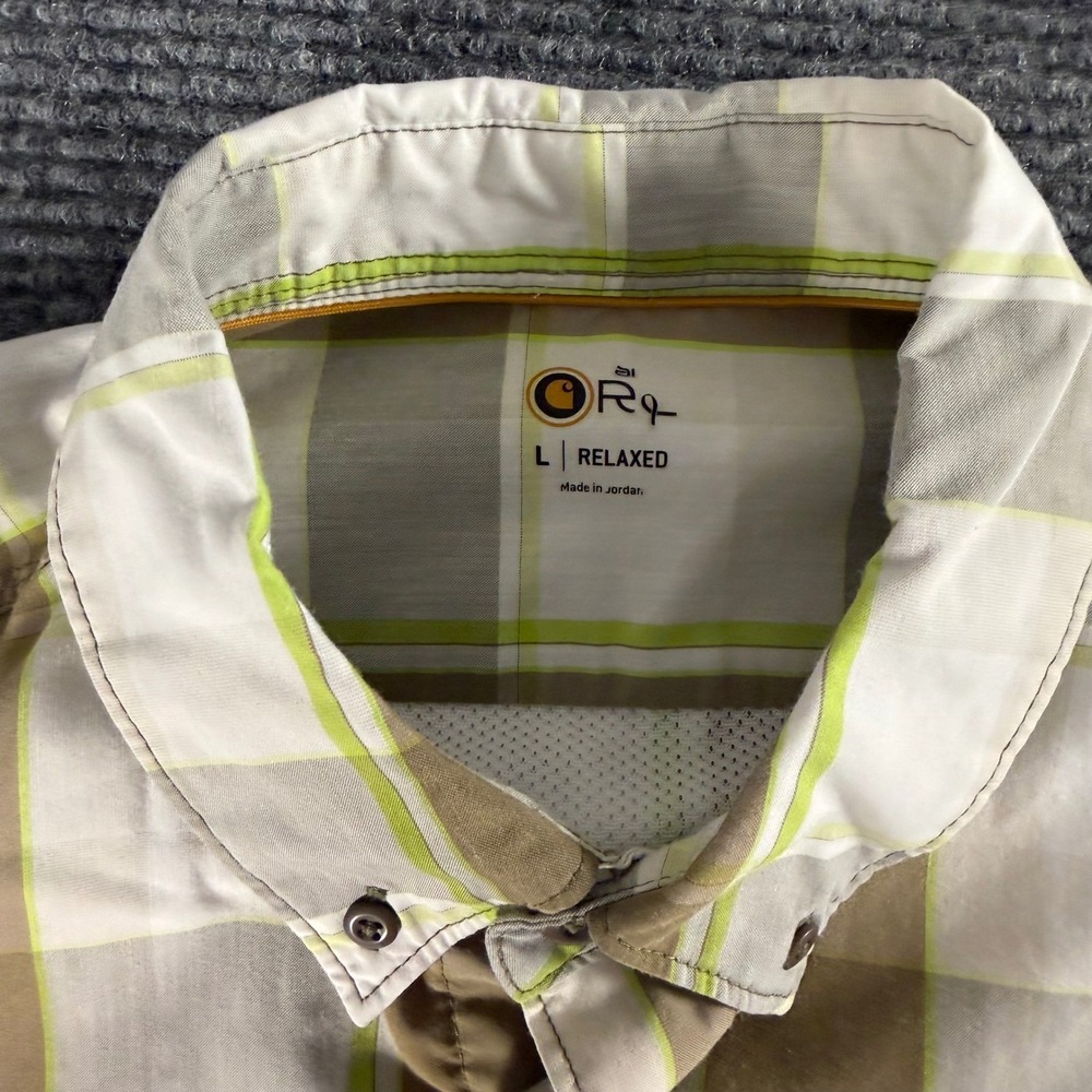 Carhartt Mens Force Relaxed Fit Plaid Short Sleeve Button Down Shirt Tan Green L - Picture 4 of 14
